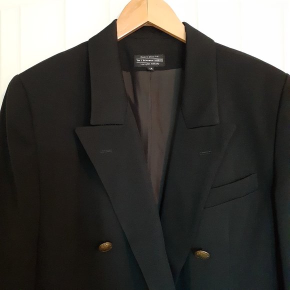 J. Peterman Double Breasted 8-Button Blazer Black Size 14 - Picture 4 of 11